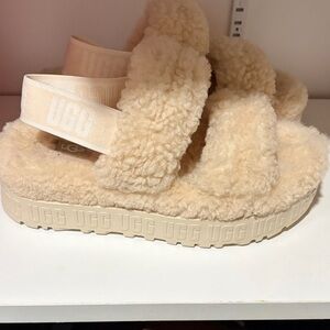 UGG Cream Fluffy Slide Sandals